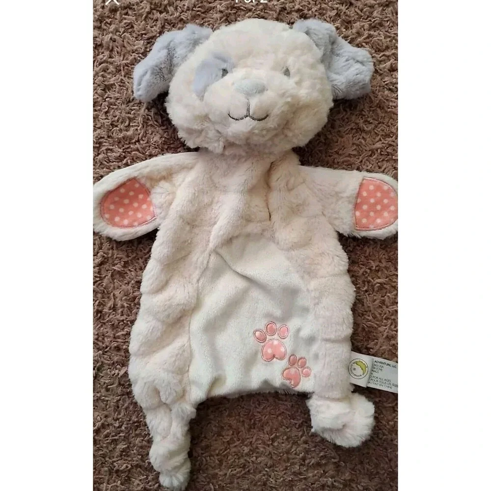 Animal Adventure Blue And White Puppy Dog Baby Blanket‎ Plush Security Blanket